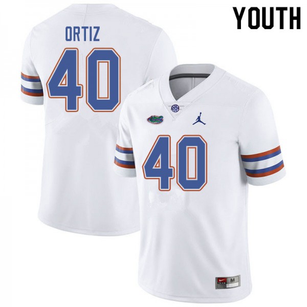 Jordan Brand Youth #40 Marco Ortiz Florida Gators College Football Jersey White